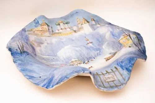 Блюдо «Загорск». 1986 г. Г.Я. Дегтярев, г. Хотьково